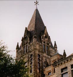 Corner view of Southwestern University administration building.